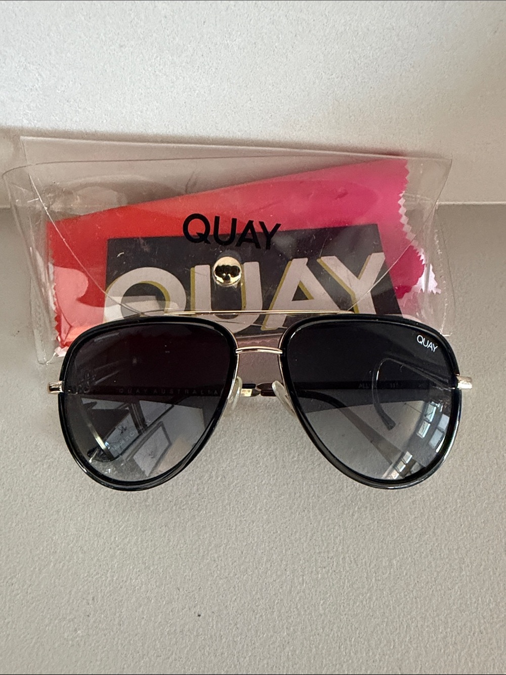 Quay Australia Black Gradient Aviator Sunglasses